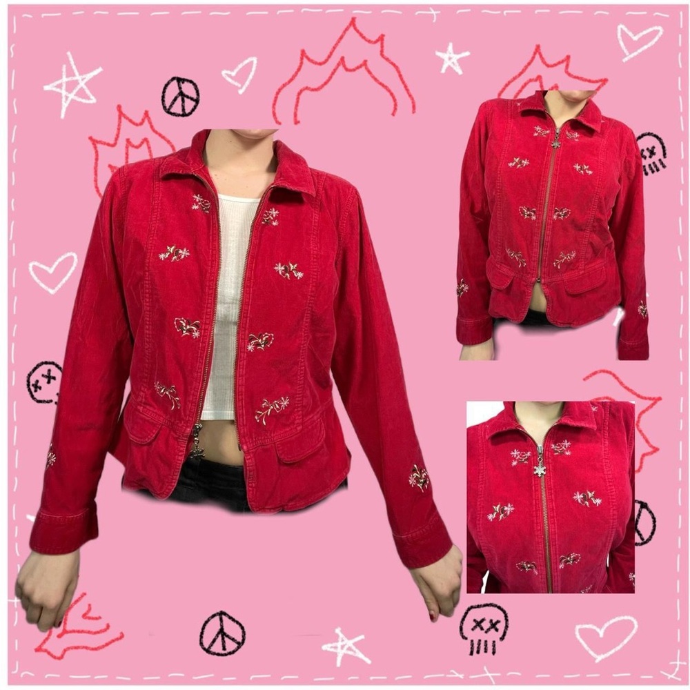 red corduroy holly coat